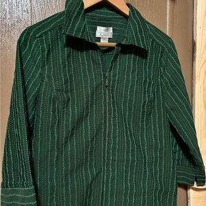 Christopher & Banks green garland striped embroidered jacket blazer